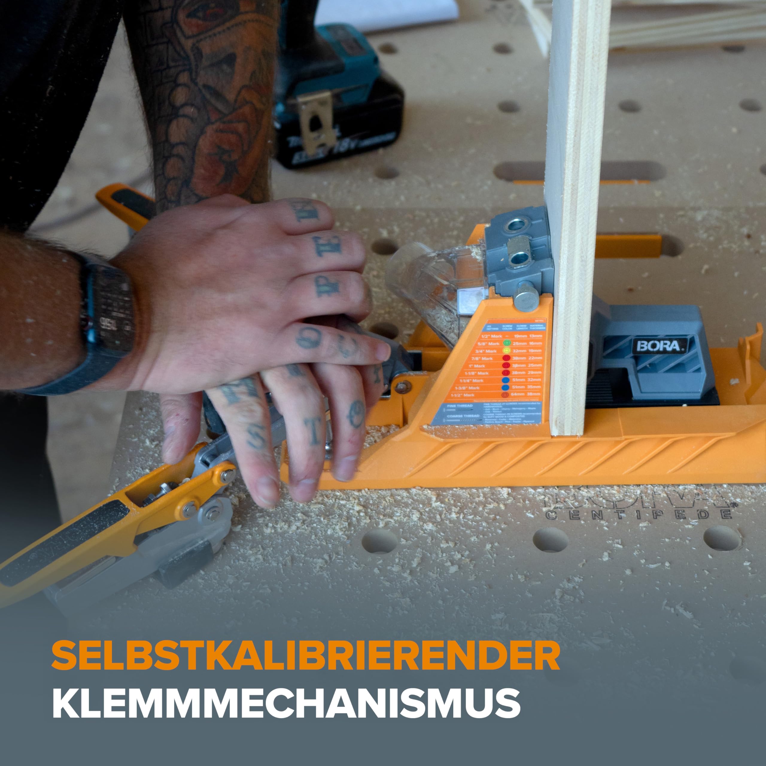 bora-auto-jig-pocket-hole-bohrschablone-selbstkalibrierend-50-schrauben image 5
