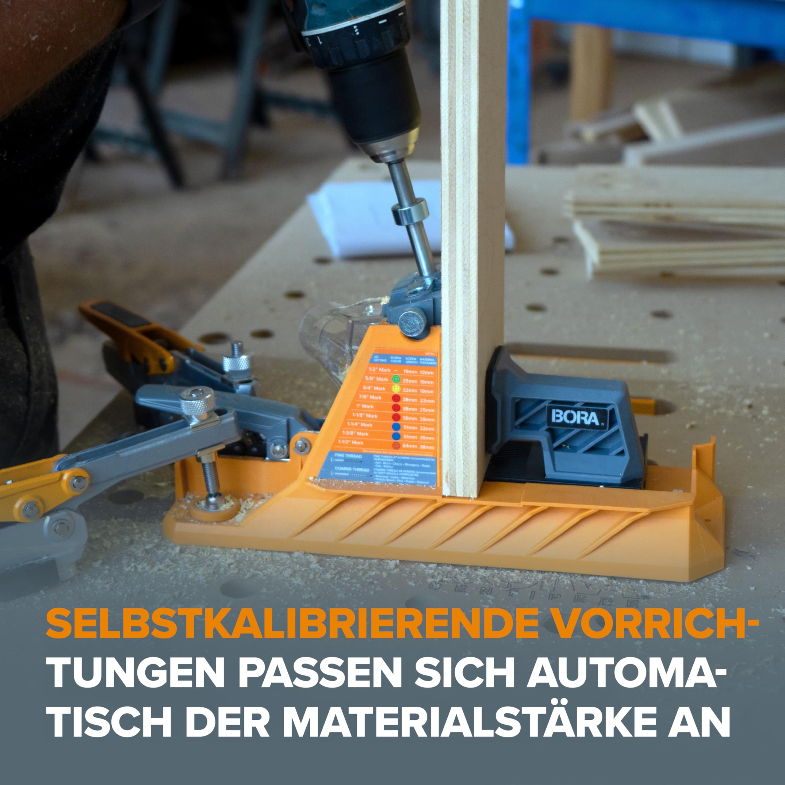 bora-auto-jig-pocket-hole-bohrschablone-selbstkalibrierend-50-schrauben image 4